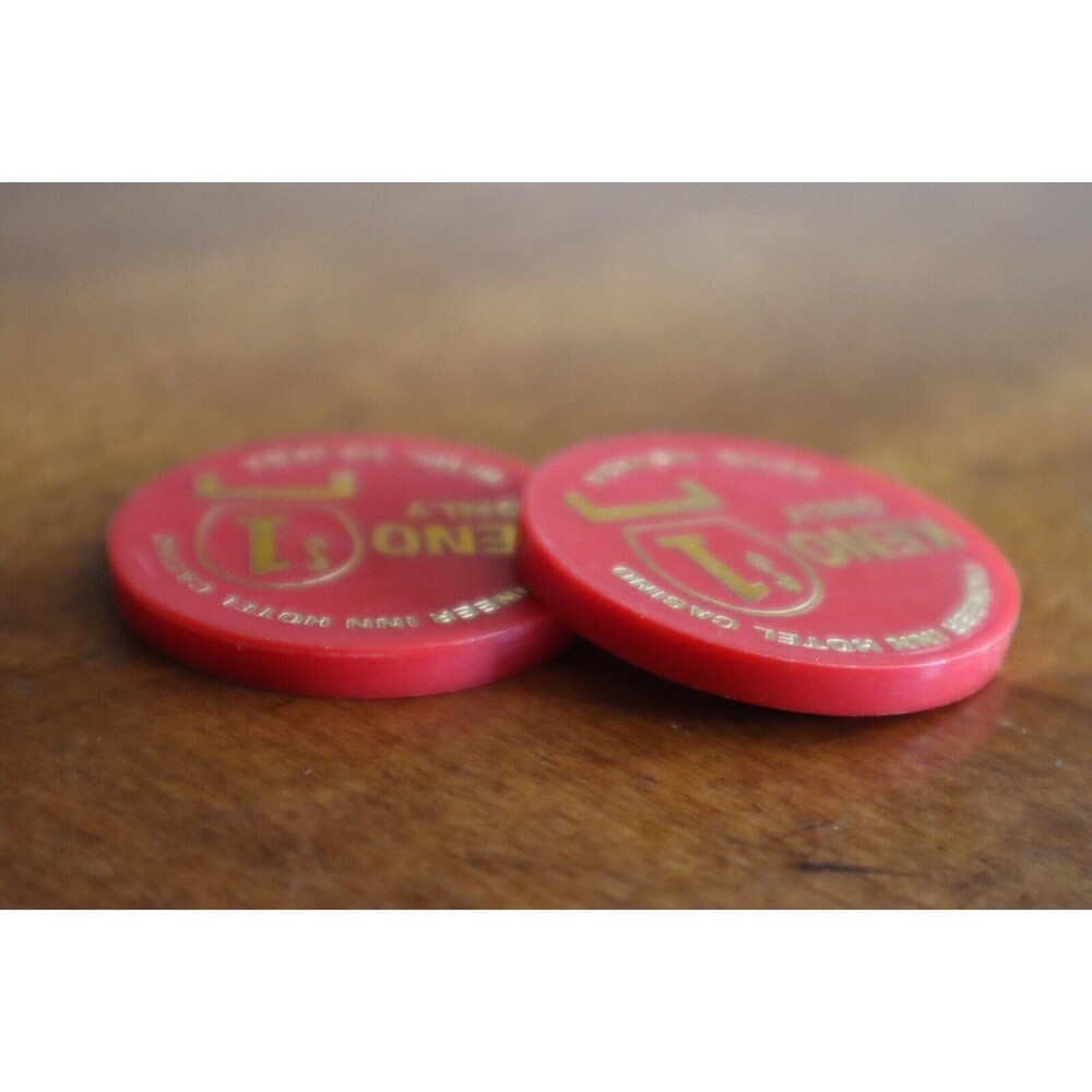 Lot of 2x Pioneer Inn Hotel Casino Reno Nevada 1 Dollar Keno Gaming Chip Token - Picture 6 of 7